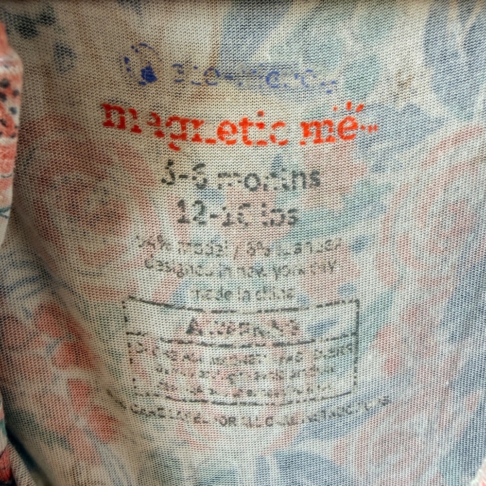 Magnetic Me Footie Sleeper Baby Girl 3-6M Pink Blue Floral Pajamas Shabby Chic - Picture 2 of 5